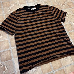 Guess Jeans U.S.A. Striped T-Shirt - Brown/Black - Size Medium